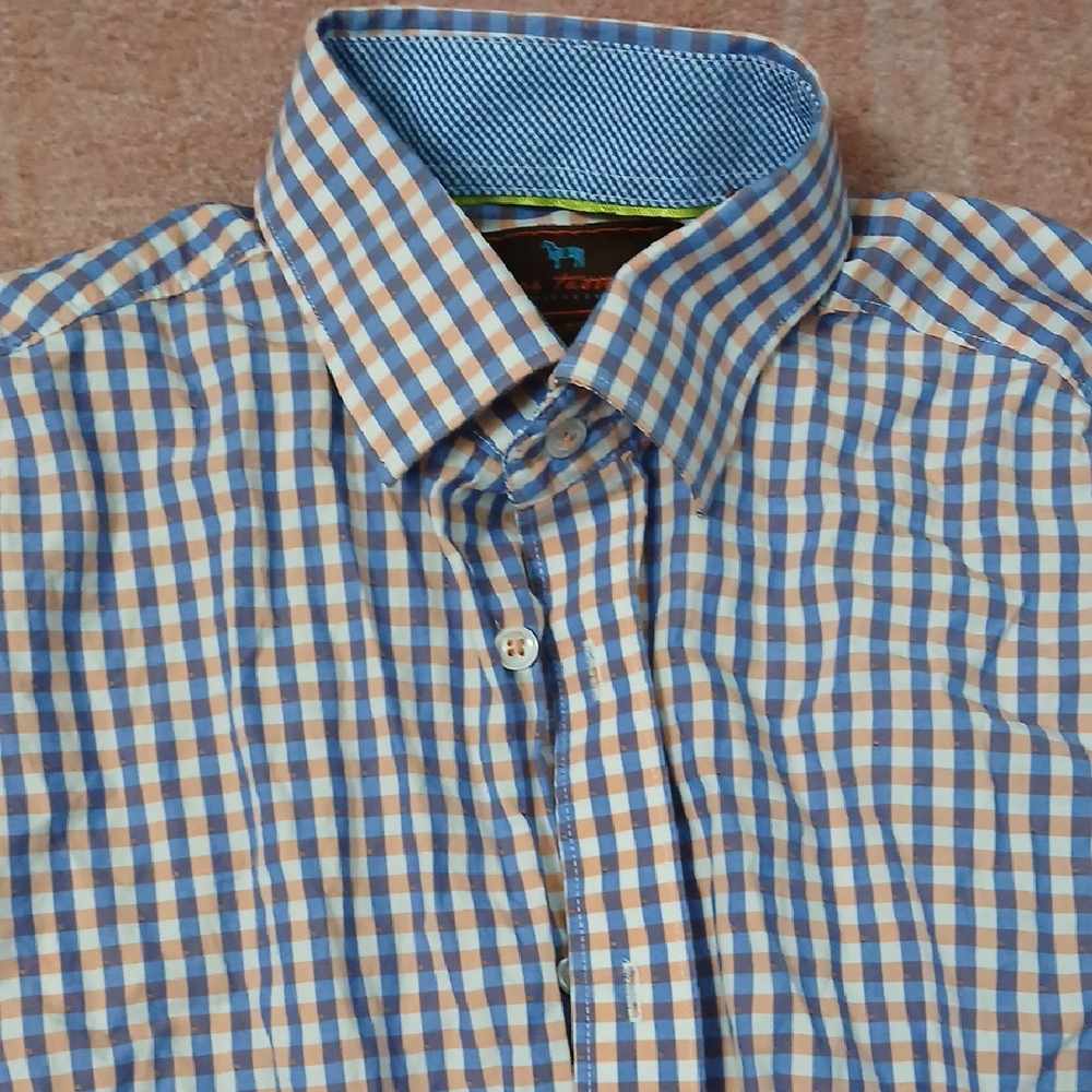 Blue and Brown Casual Button Down Shirt with Classic Patterns